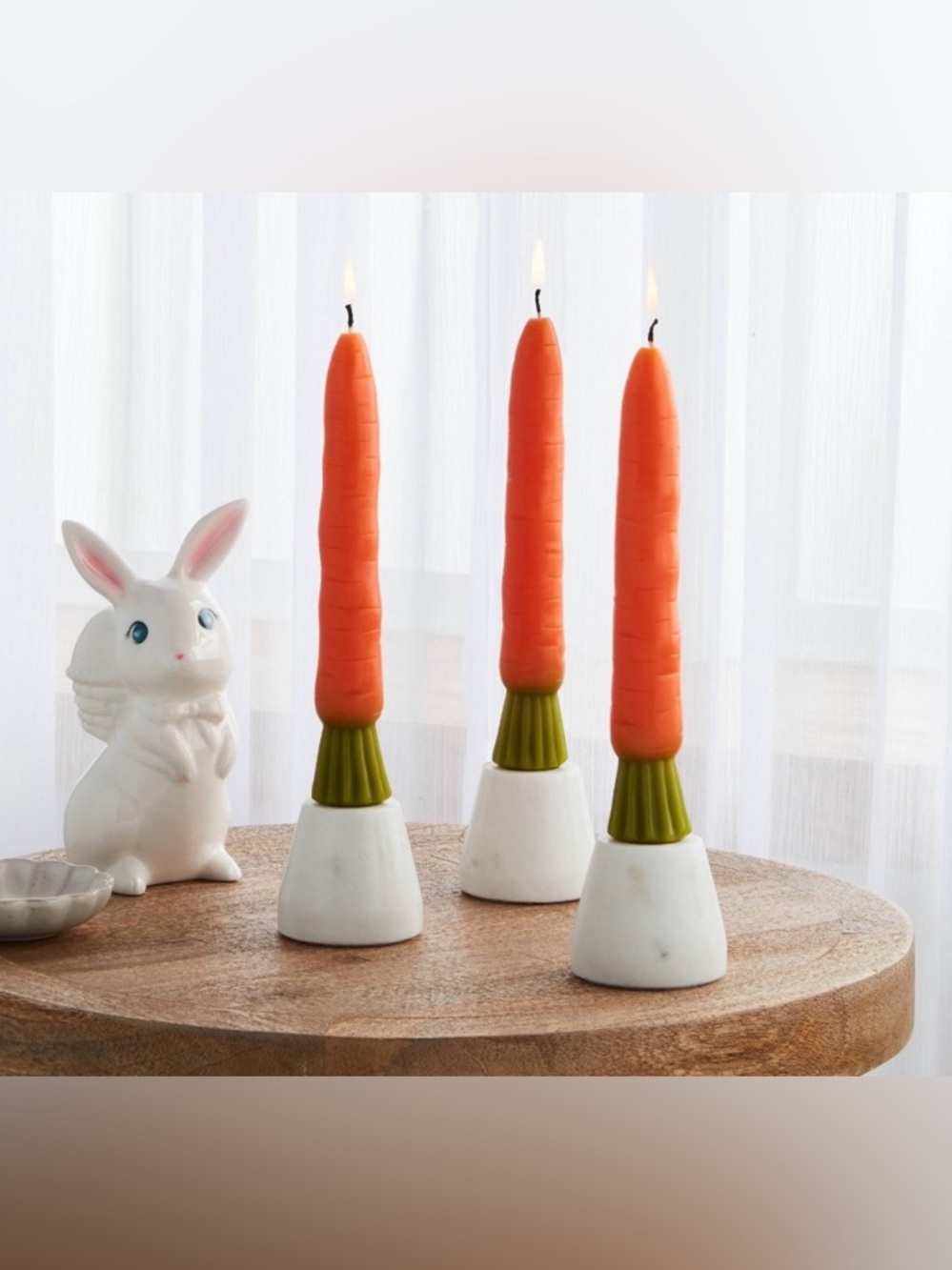 6pk Carrot Taper Candle Set / 2 sets of 3 Taper Candleholders - Picture 3 of 14